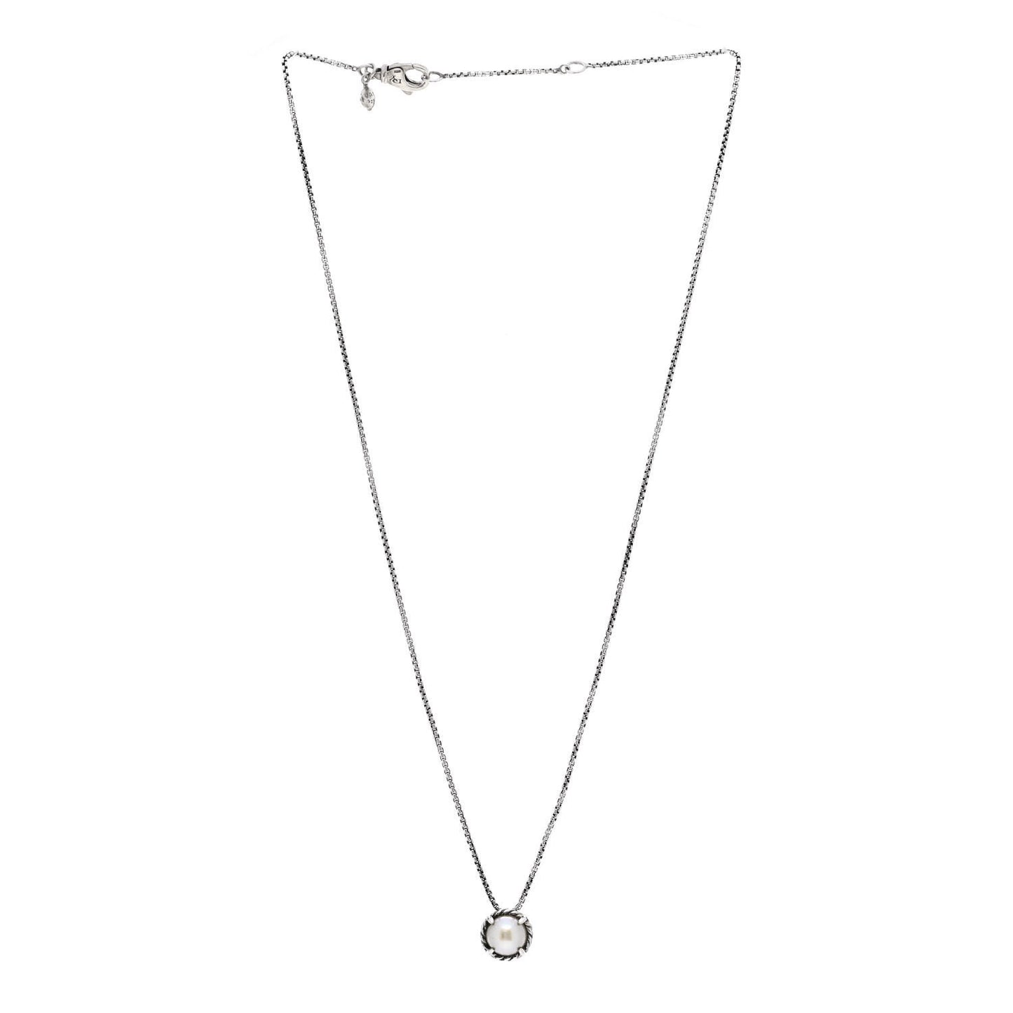 Sterling Silver Pearl 8mm Petite Chatelaine Pendant Necklace
