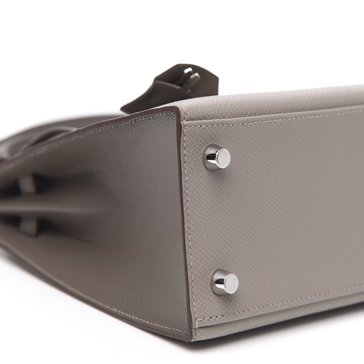 Hermes Epsom Bi-Color Horseshoe Kelly Sellier 25 Gris Mouette Etain 8 of 10