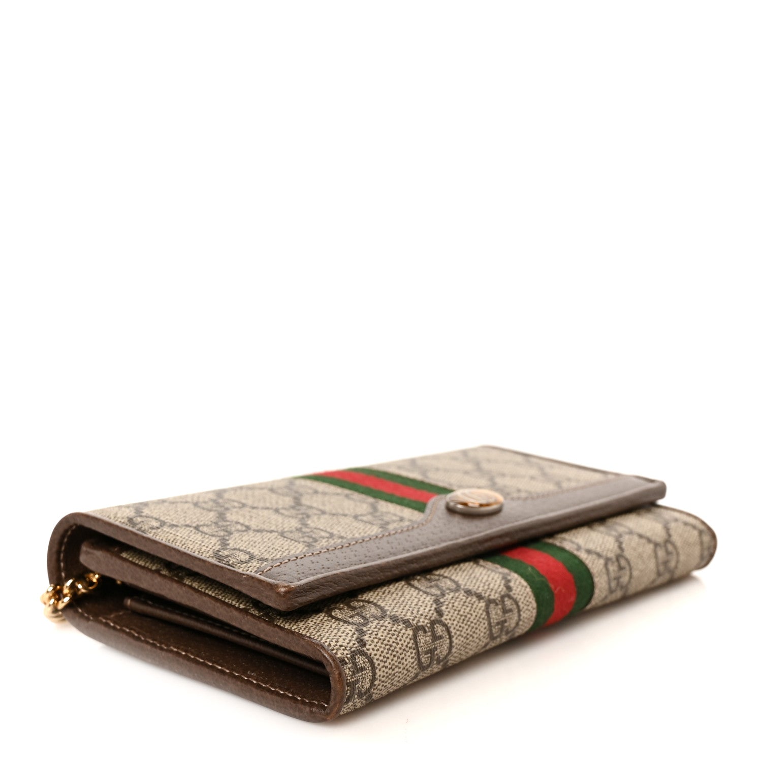 Gucci GG Supreme Monogram Web Ophidia Wallet On Chain Brown 4 of 11