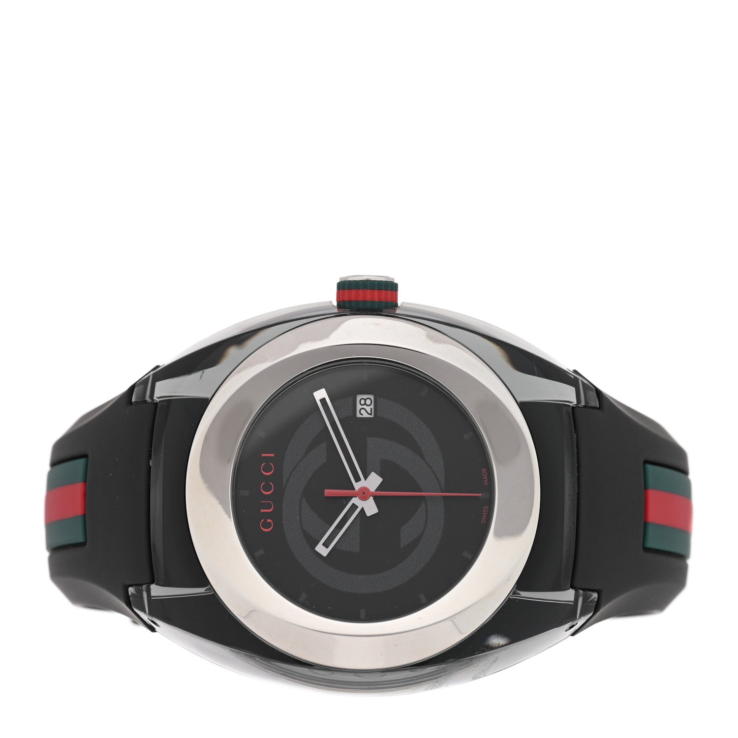 Gucci Stainless Steel Rubber 46mm Sync Web Quartz Watch Black