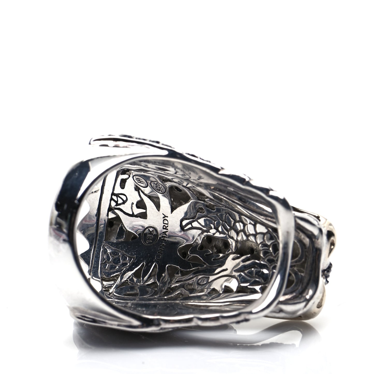 Sterling Silver 18K Yellow Gold Ruby Black Sapphire White Sapphire Naga Head Ring 54 7
