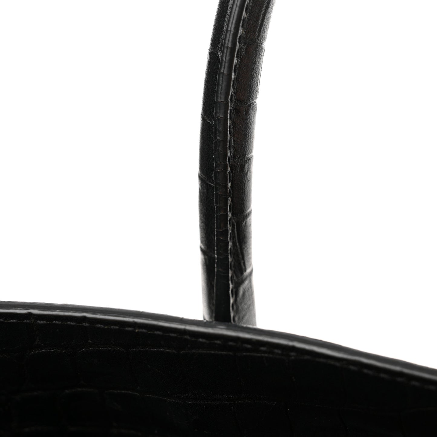 Calfskin Crocodile Embossed Small Supple Sac de Jour Black