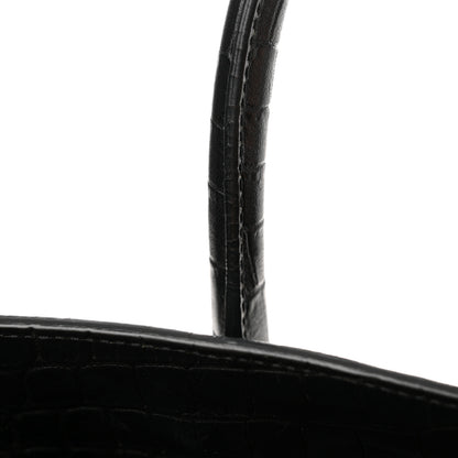 Saint Laurent Calfskin Crocodile Embossed Small Supple Sac de Jour Black 19 of 21
