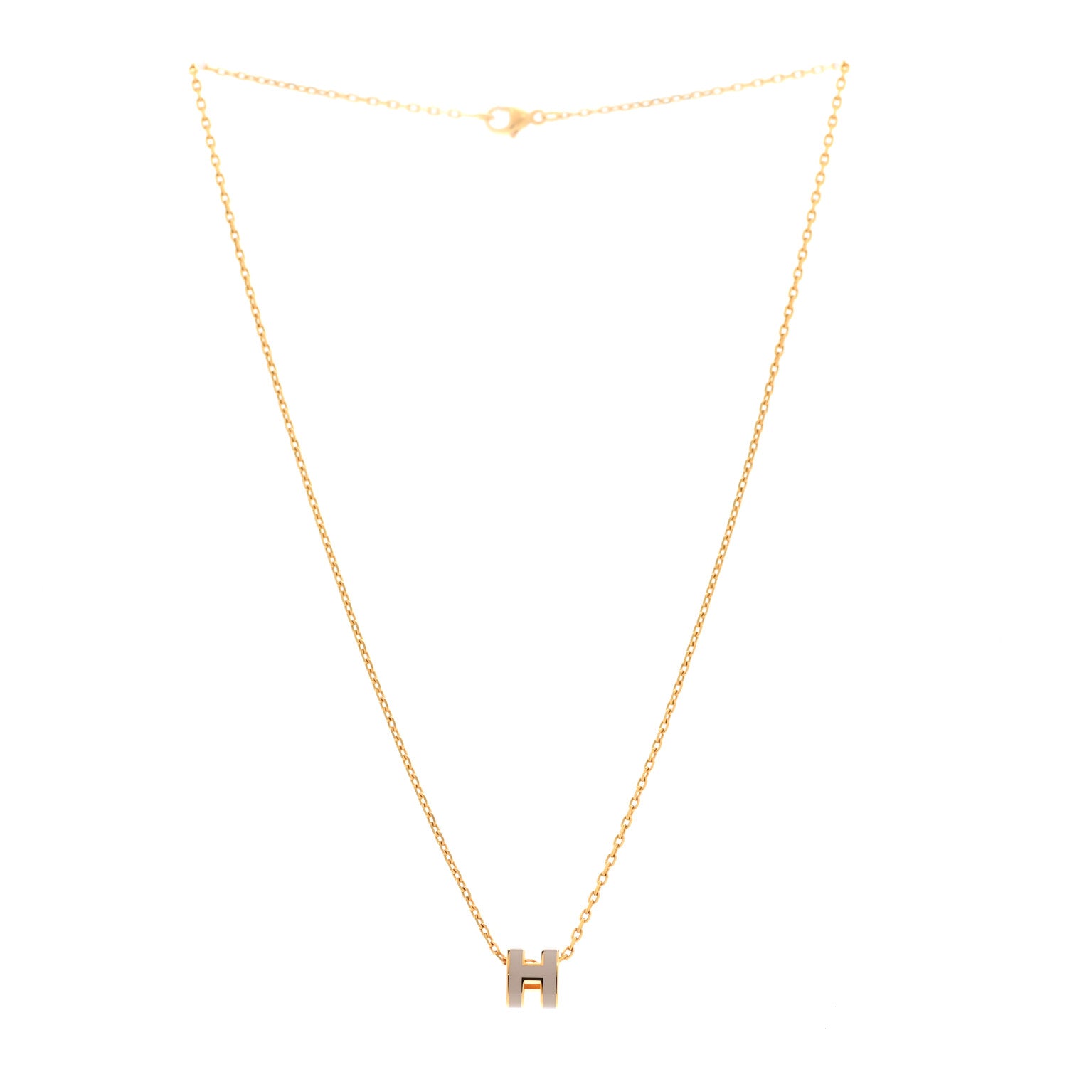 Hermes Lacquered Gold Mini Pop H Pendant Necklace Marron Glace 3 of 6