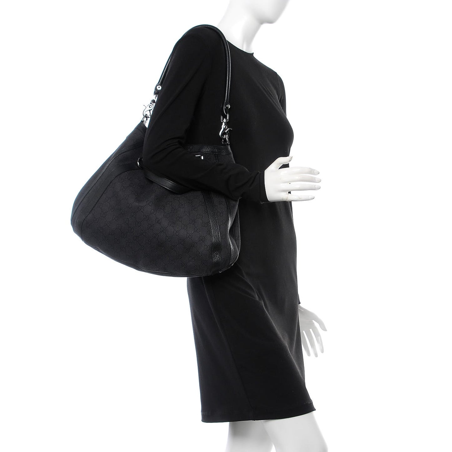 Nylon Monogram Medium Abbey Convertible Tote Black