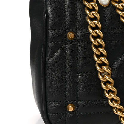 Gucci Calfskin Matelasse Studded Small Pearly GG Marmont Shoulder Bag Black 11 of 11