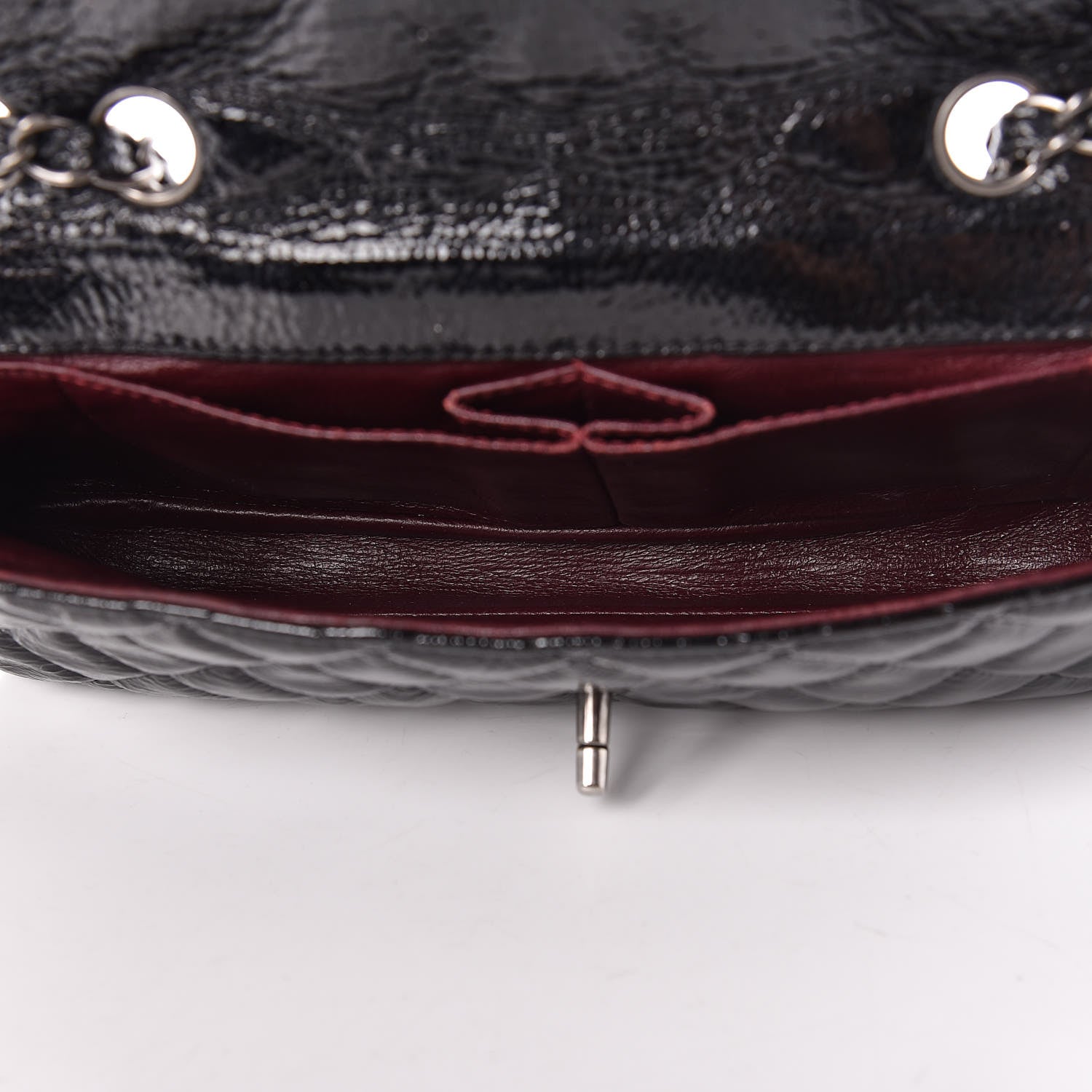 Chanel Distressed Patent Quilted East West Flap Black 5 of 12
