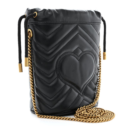 Gucci Calfskin Matelasse Mini GG Marmont 2.0 Bucket Bag Black 3 of 11