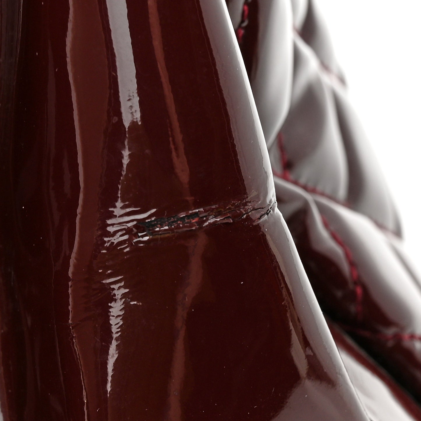Patent Quilted Maxi Just Mademoiselle Bowling Bag Burgundy