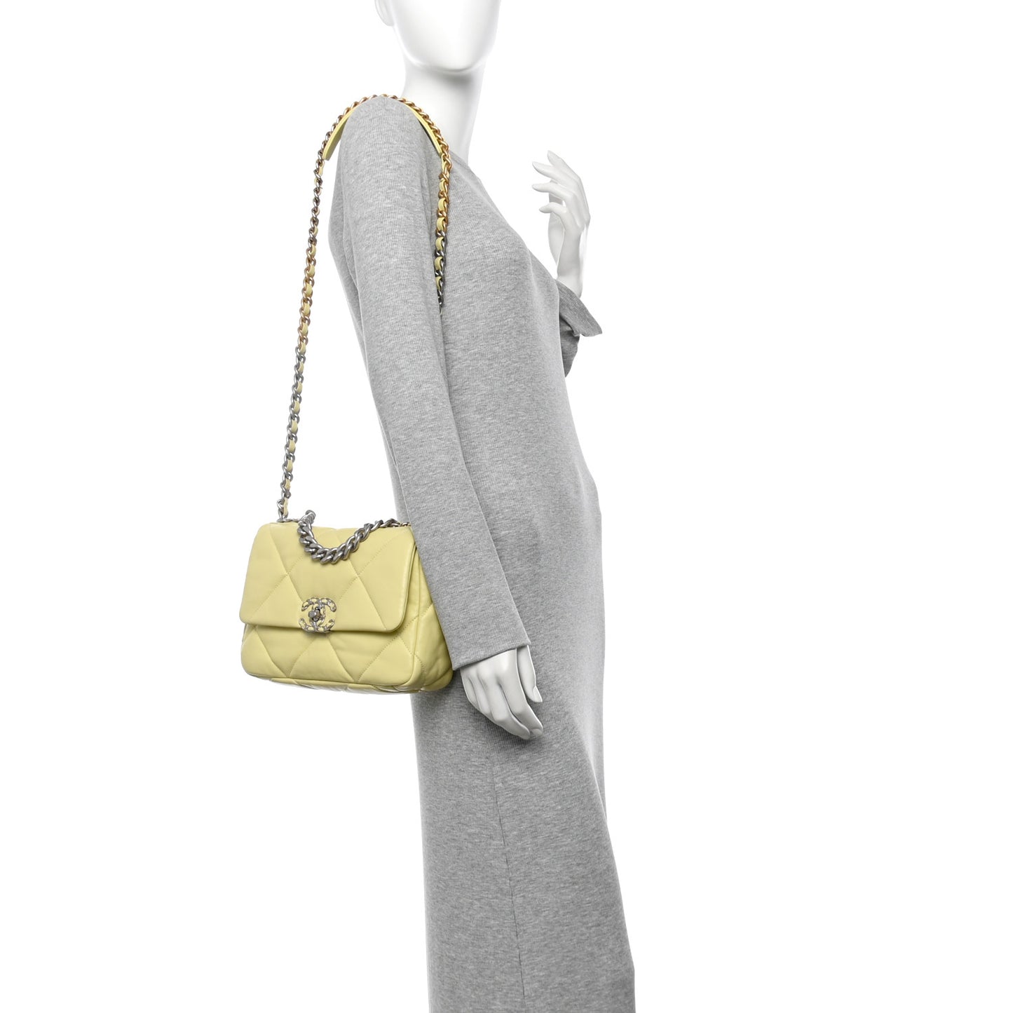 Lambskin Quilted Medium Chanel 19 Flap Yellow
