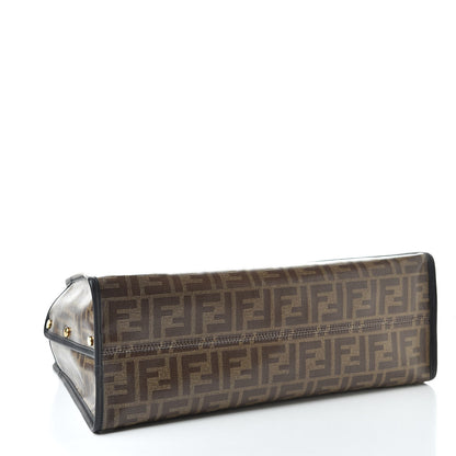 Fendi Glazed Fabric Vitello Century FF 1974 Stamp Patch Medium Peekaboo Defender Cover Mogano Panna Black 4 of 8
