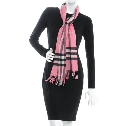 Burberry Cashmere Giant Check Fringe Scarf Rose Pink 2 of 4