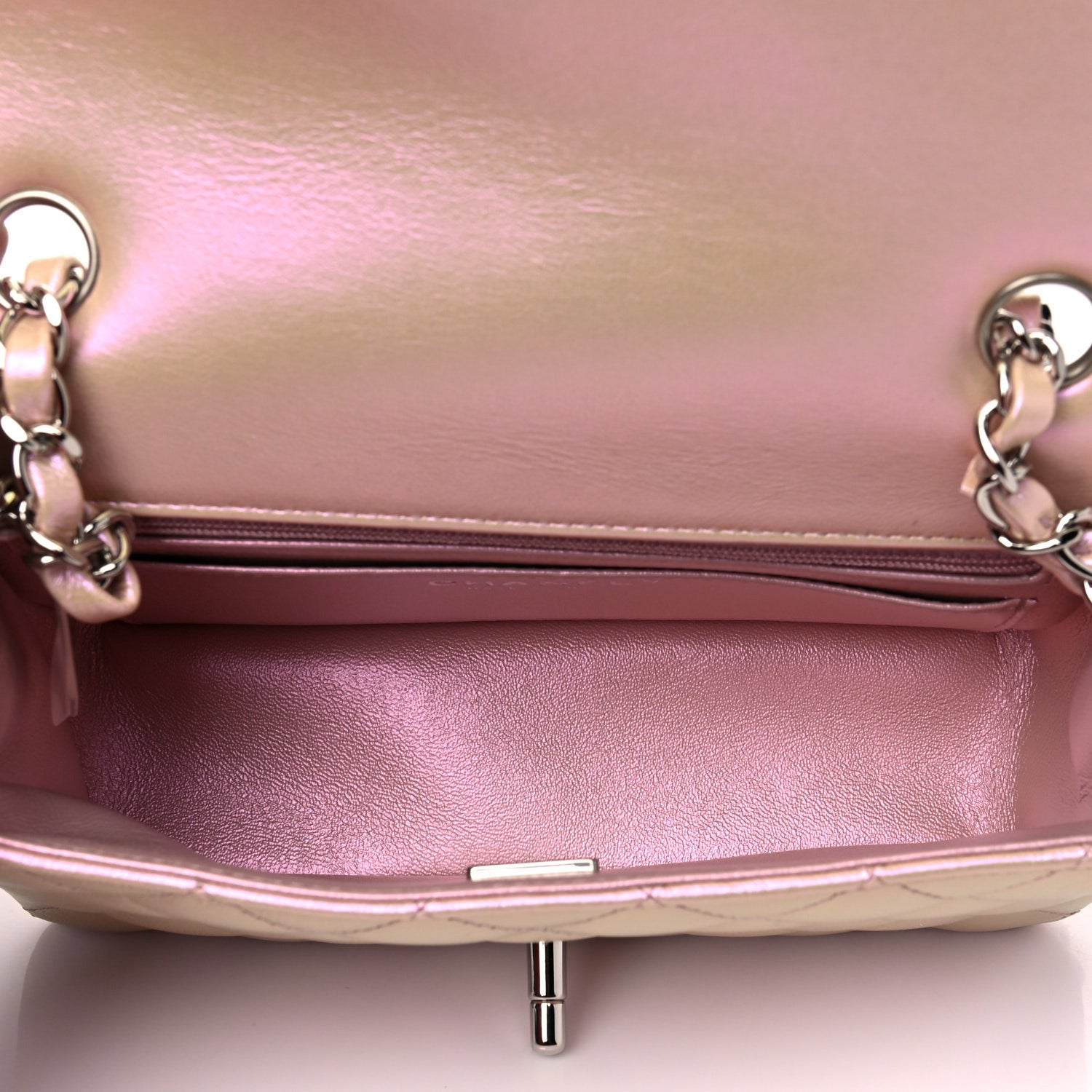 Chanel Iridescent Calfskin Quilted Mini Rectangular Flap Pink 5 of 12