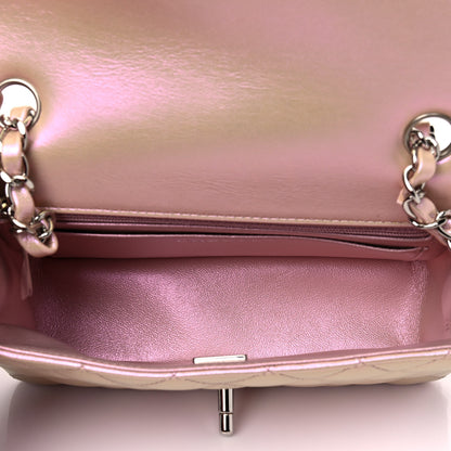 Chanel Iridescent Calfskin Quilted Mini Rectangular Flap Pink 5 of 12