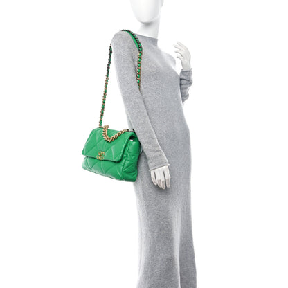 Chanel Lambskin Quilted Large Chanel 19 Flap Green 2 of 11
