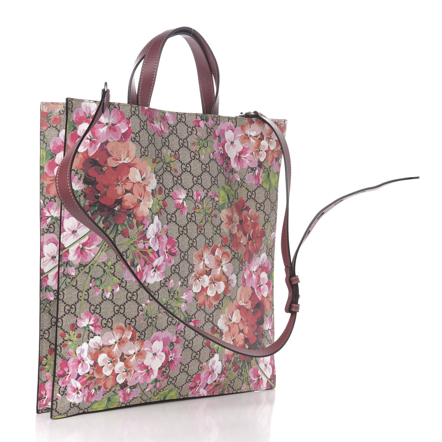 Soft GG Supreme Monogram Blooms Vertical Tote Beige Multicolor Dry Rose