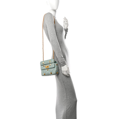 Valentino Garavani Crystal Suede Small Roman Stud Shoulder Bag Green 2 of 10
