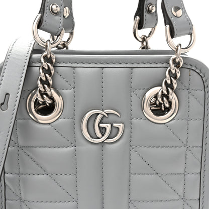 Gucci Calfskin Matelasse Chevron Mini GG Marmont Tote Grey 7 of 9