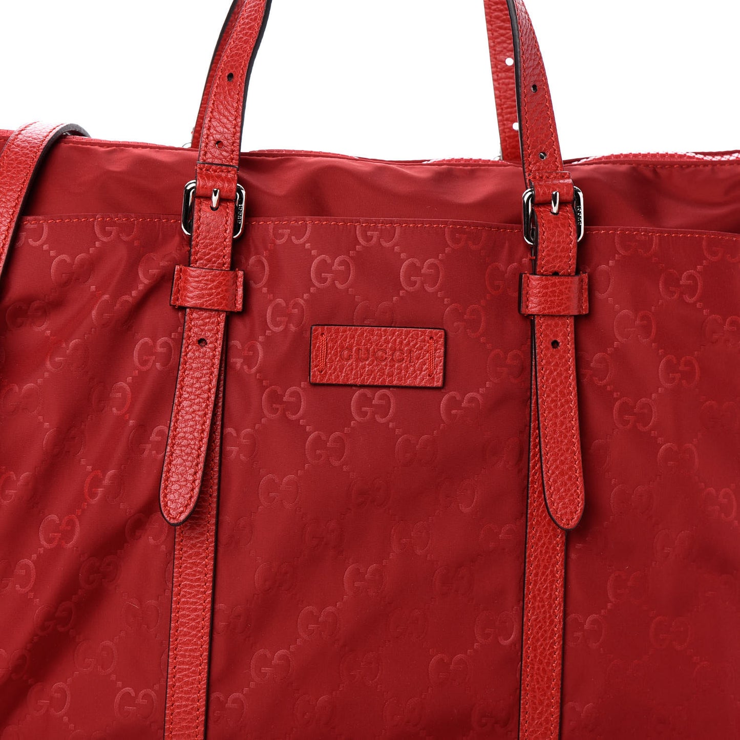 Nylon Monogram Dollar Calfskin Tote Vibrant Red