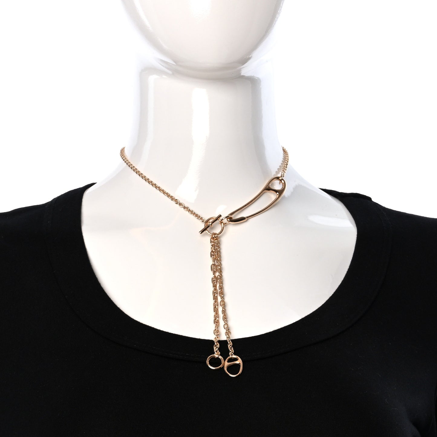 18K Rose Gold Diamond GM Chaine d'Ancre Punk Lariat Necklace