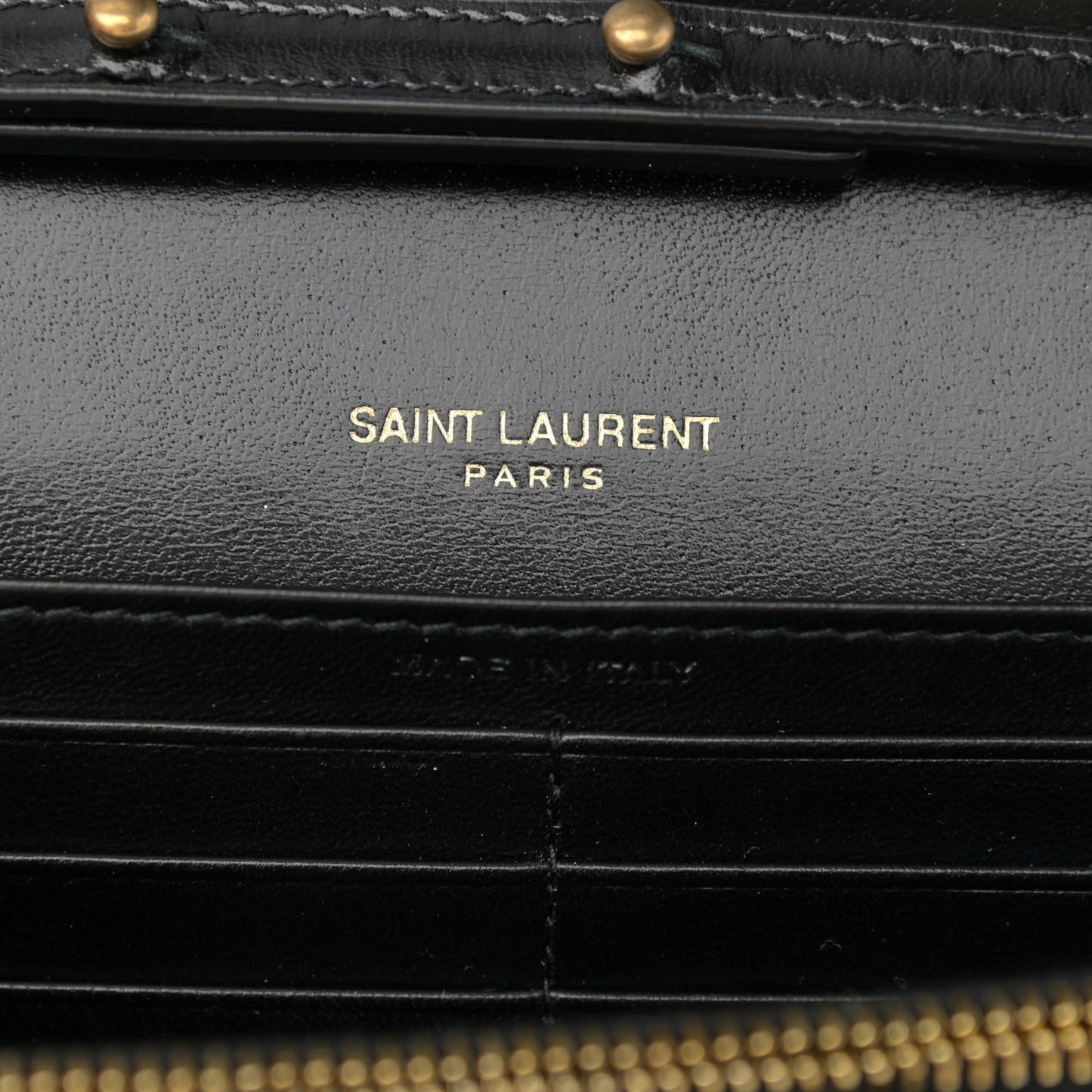 Glossy Calfskin Monogram Chain Wallet Black