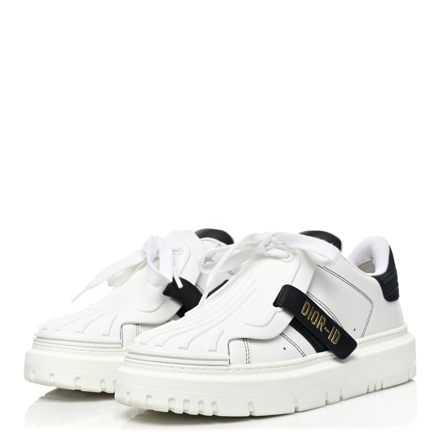 Calfskin Bi-Color Dior-ID Platform Sneakers 37 White Deep Blue