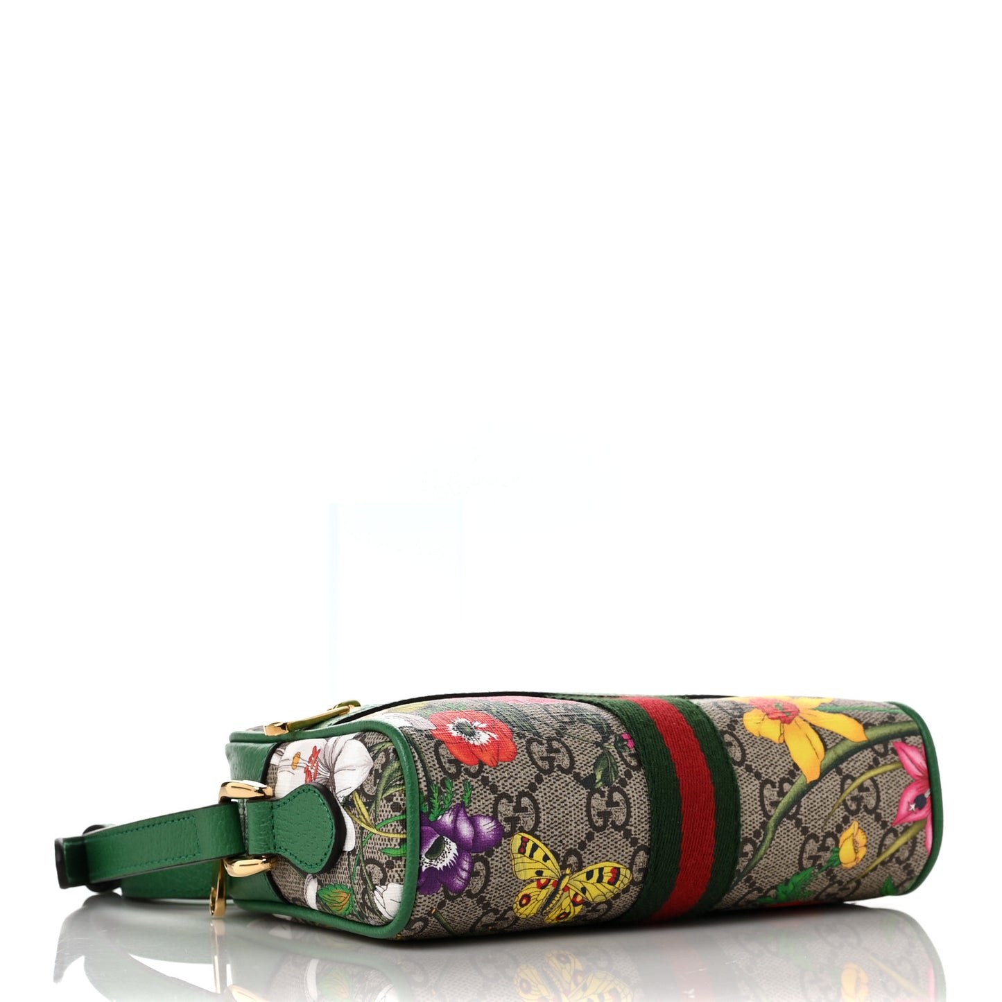 GG Supreme Monogram Flora Web Mini Ophidia Shoulder Bag Green