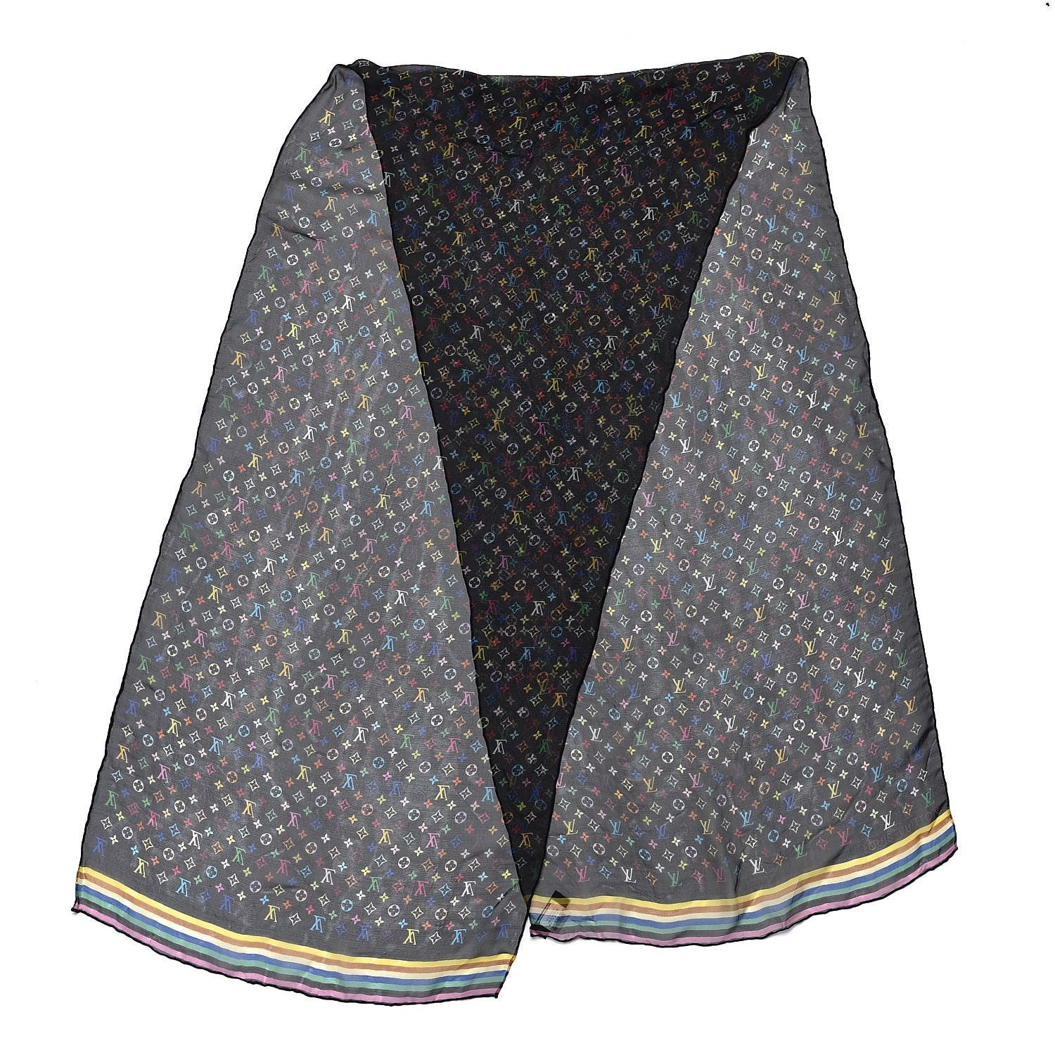 Louis Vuitton Silk Multicolor Scarf Black 3 of 4
