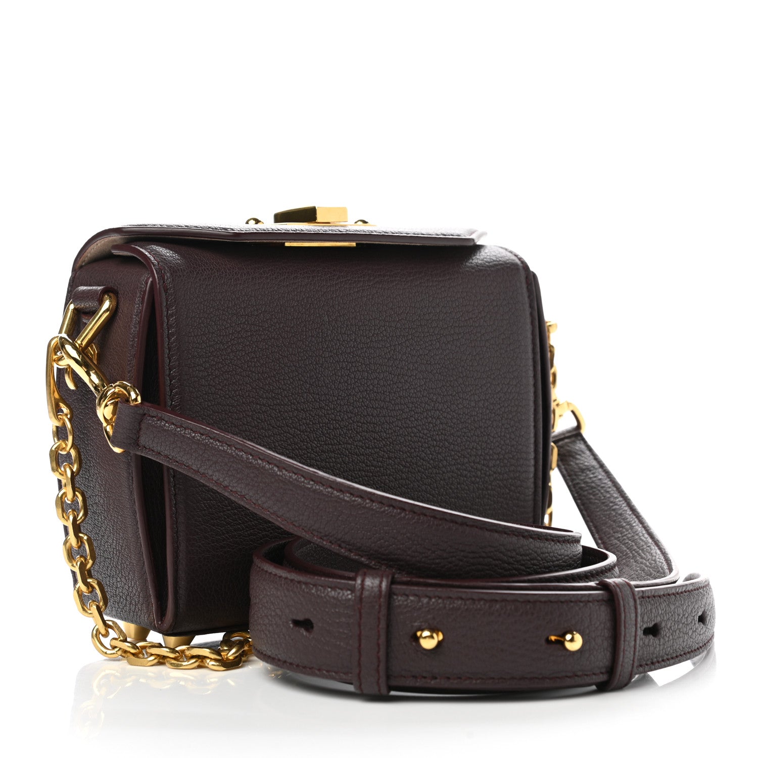 Alexander McQueen Silky Amish Grained Goatskin Box Shoulder Bag 16 Burgundy 5 of 19