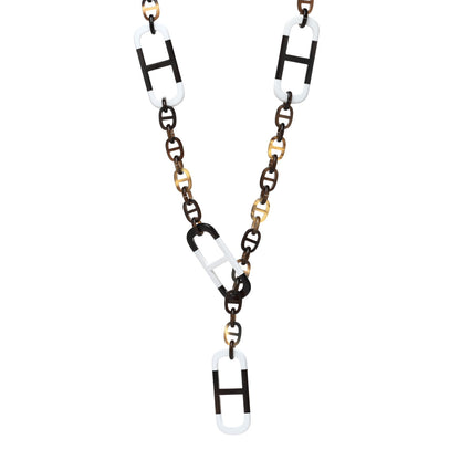 Hermes Buffalo Horn Lacquer Amarres Necklace White 1 of 4