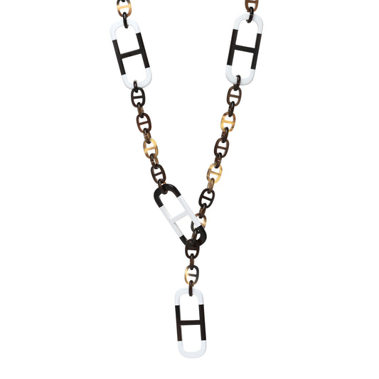 Buffalo Horn Lacquer Amarres Necklace White