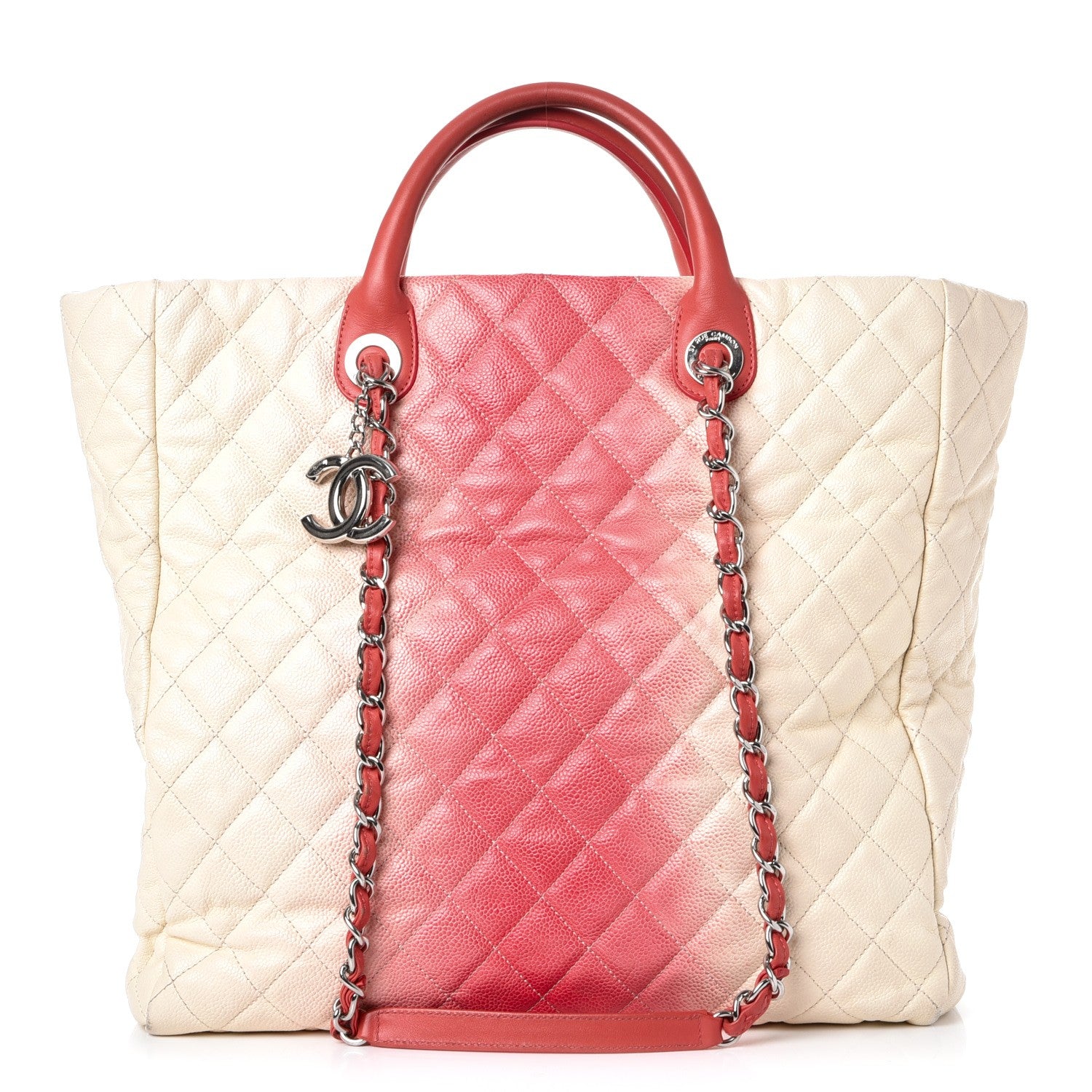 Chanel Caviar Ombre Large Shopping Tote White Rose 1 of 8