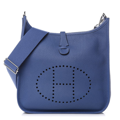 Hermes Taurillon Clemence Evelyne III PM Bleu Brighton 1 of 11