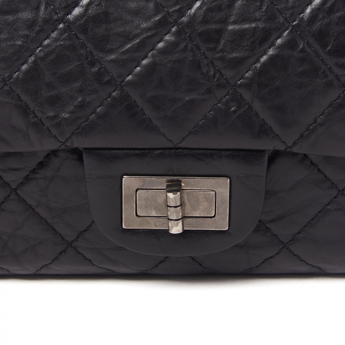 Aged Calfskin Quilted 2.55 Reissue 227 Flap Black