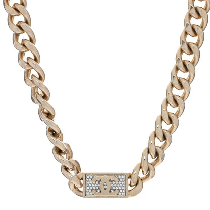 Chanel Crystal CC Chain Link Choker Necklace Gold 1 of 4