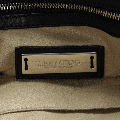 Jimmy Choo Waxed Snakeskin Chain Embellished Blare Tote Black 6 of 7