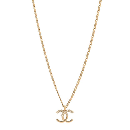 Chanel Crystal Logo CC Chain Necklace Light Gold 1 of 4