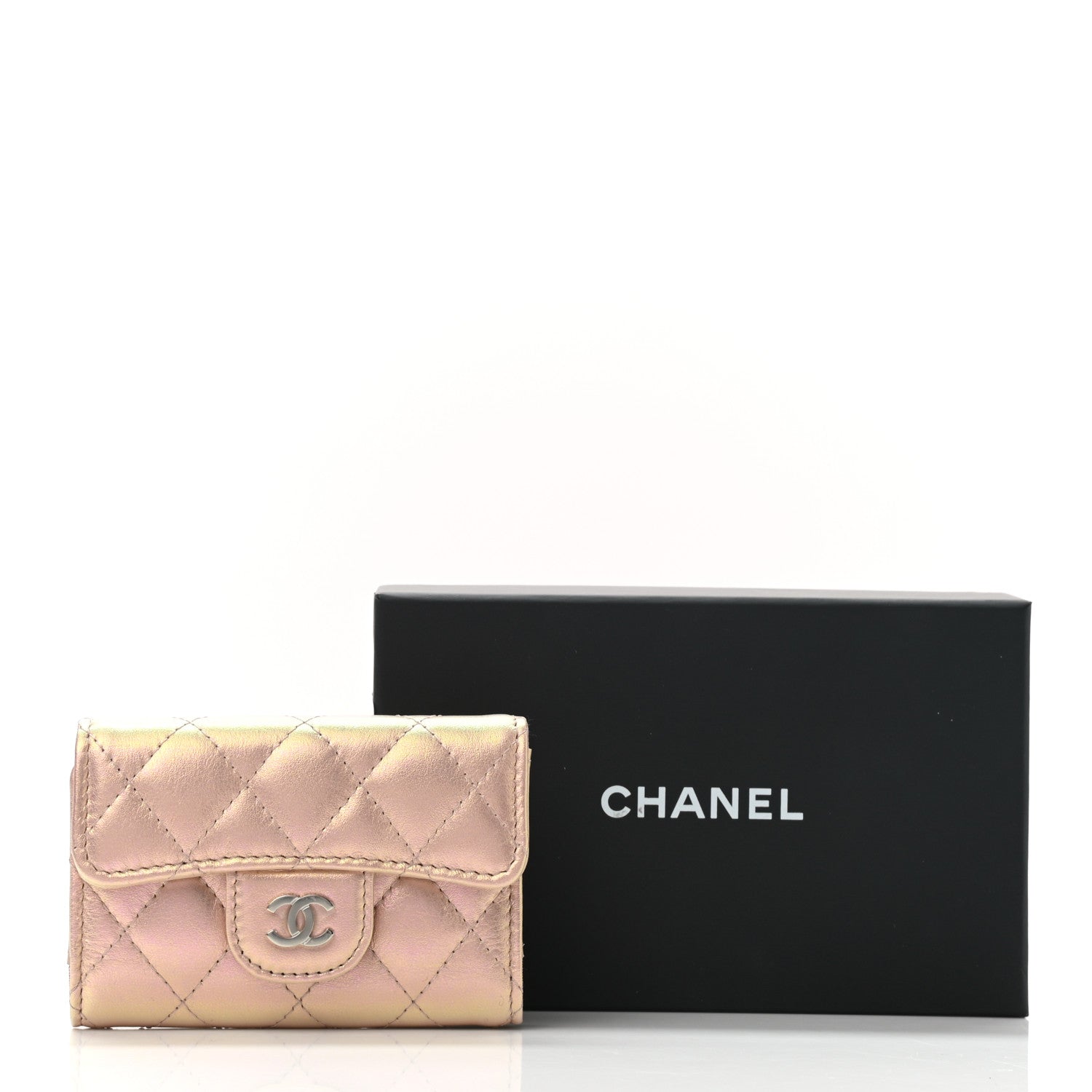 Chanel Iridescent Calfskin Quilted Classic 4 Key Holder Wallet Pink 8 of 8