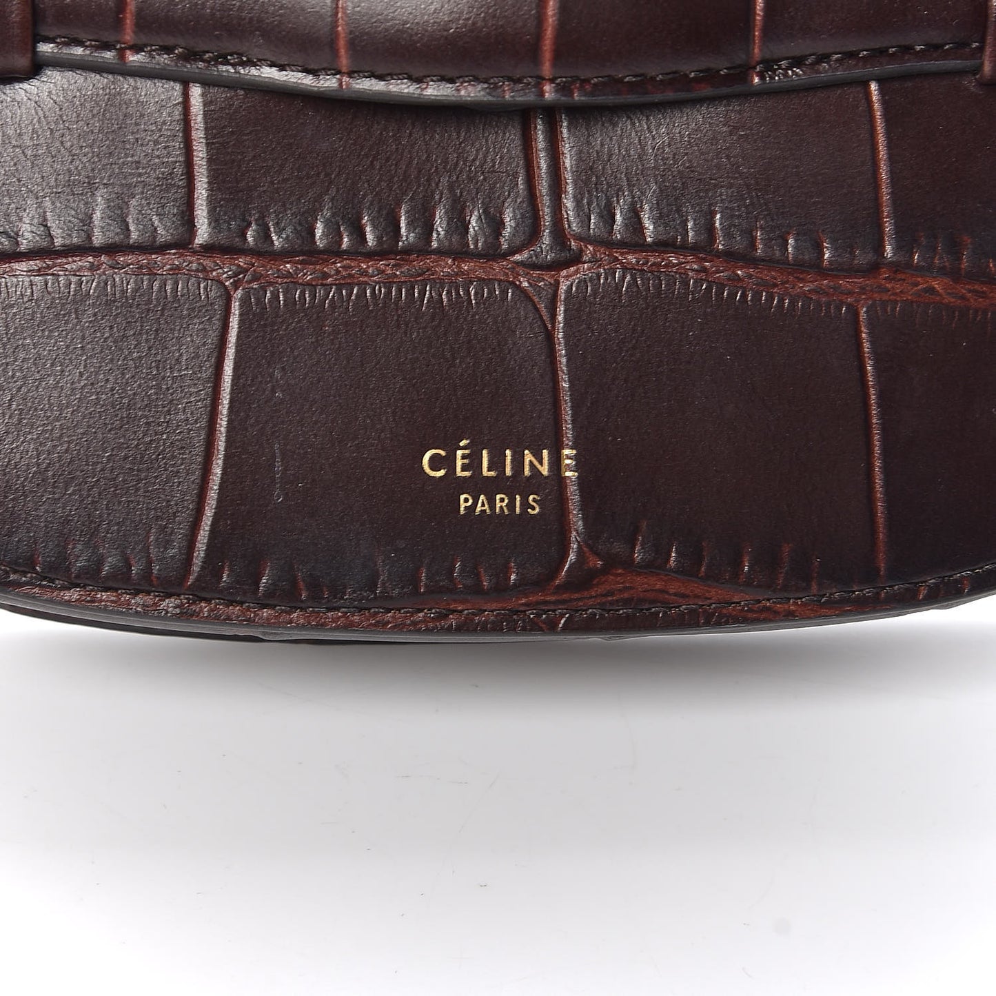 Crocodile Embossed Calfskin Mini Symmetrical Bag Brown