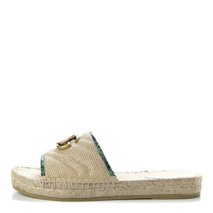 Gucci Straw Elaphe Matelasse GG Marmont Espadrille Slide Sandals 36.5 Natural New Shamarock 1 of 10