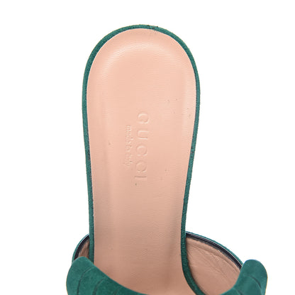 Gucci Kid Scamosciato GG Marmont Fringe 105mm Slide Sandals 37 Emerald 6 of 8