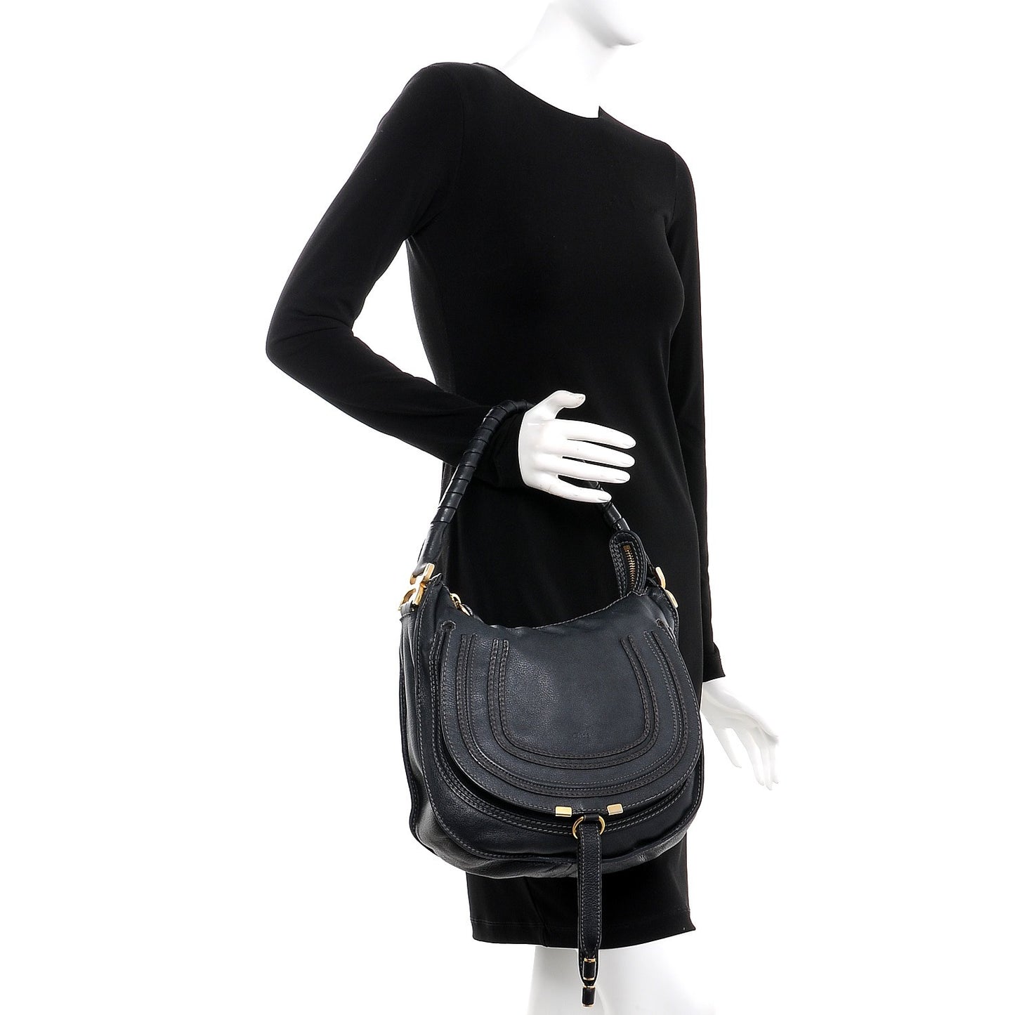 Calfskin Medium Marcie Hobo Navy