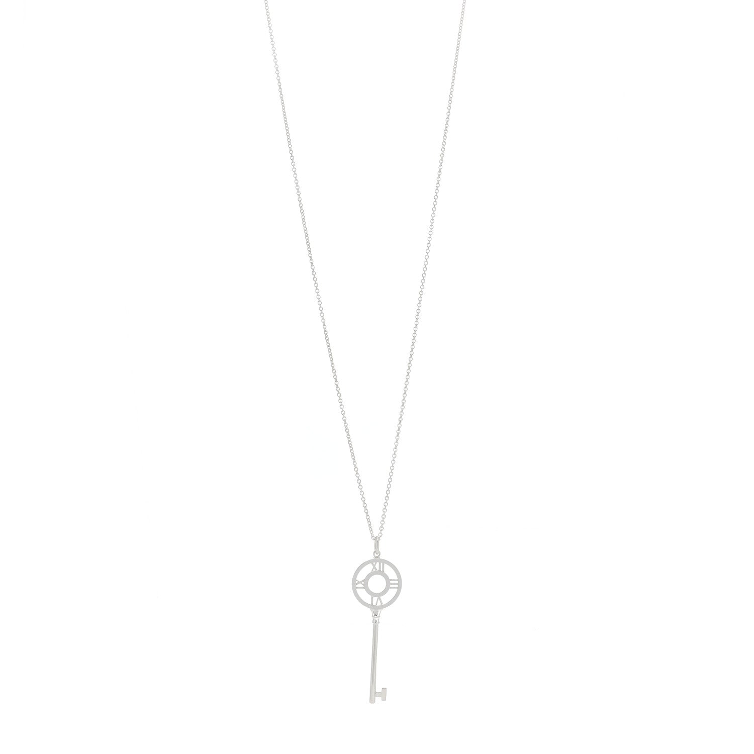 Tiffany Sterling Silver Atlas Key Pendant Necklace 1 of 5