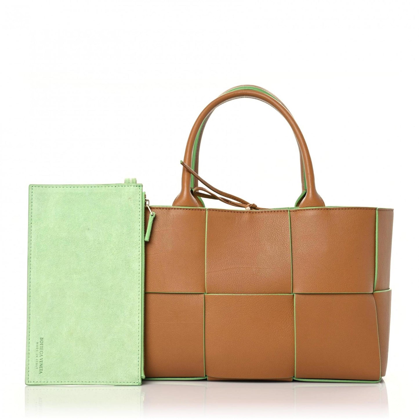 Buffalo Maxi Intrecciato Small Arco Tote Caramel Pistachio
