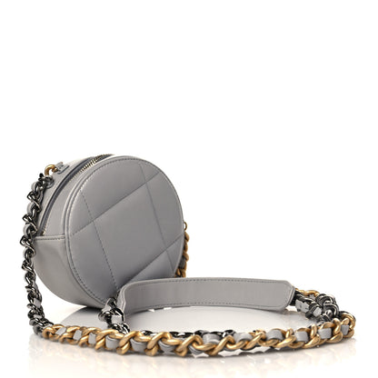 Chanel Lambskin Quilted Chanel 19 Round Clutch With Chain Grey 2 of 9