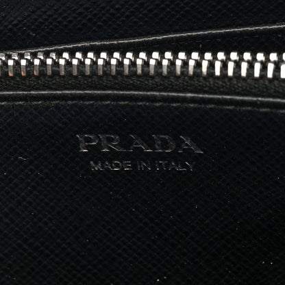 Prada Saffiano Floral Print Zip Around Wallet Black 6 of 6