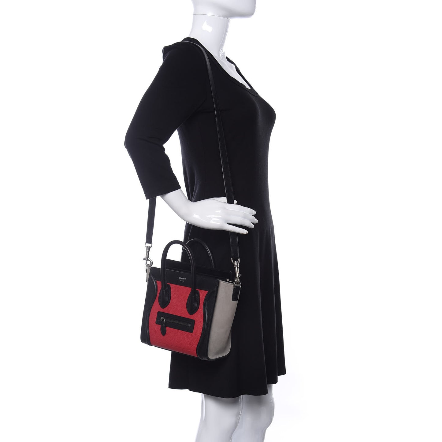 Smooth Drummed Calfskin Nano Tri-Color Luggage Dark Pink