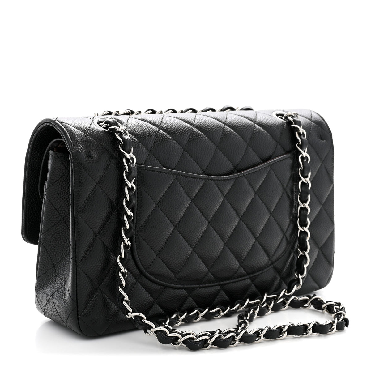 Caviar Quilted Medium Double Flap Black