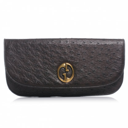 Gucci Ostrich 1973 Clutch Cocoa Brown 1 of 8