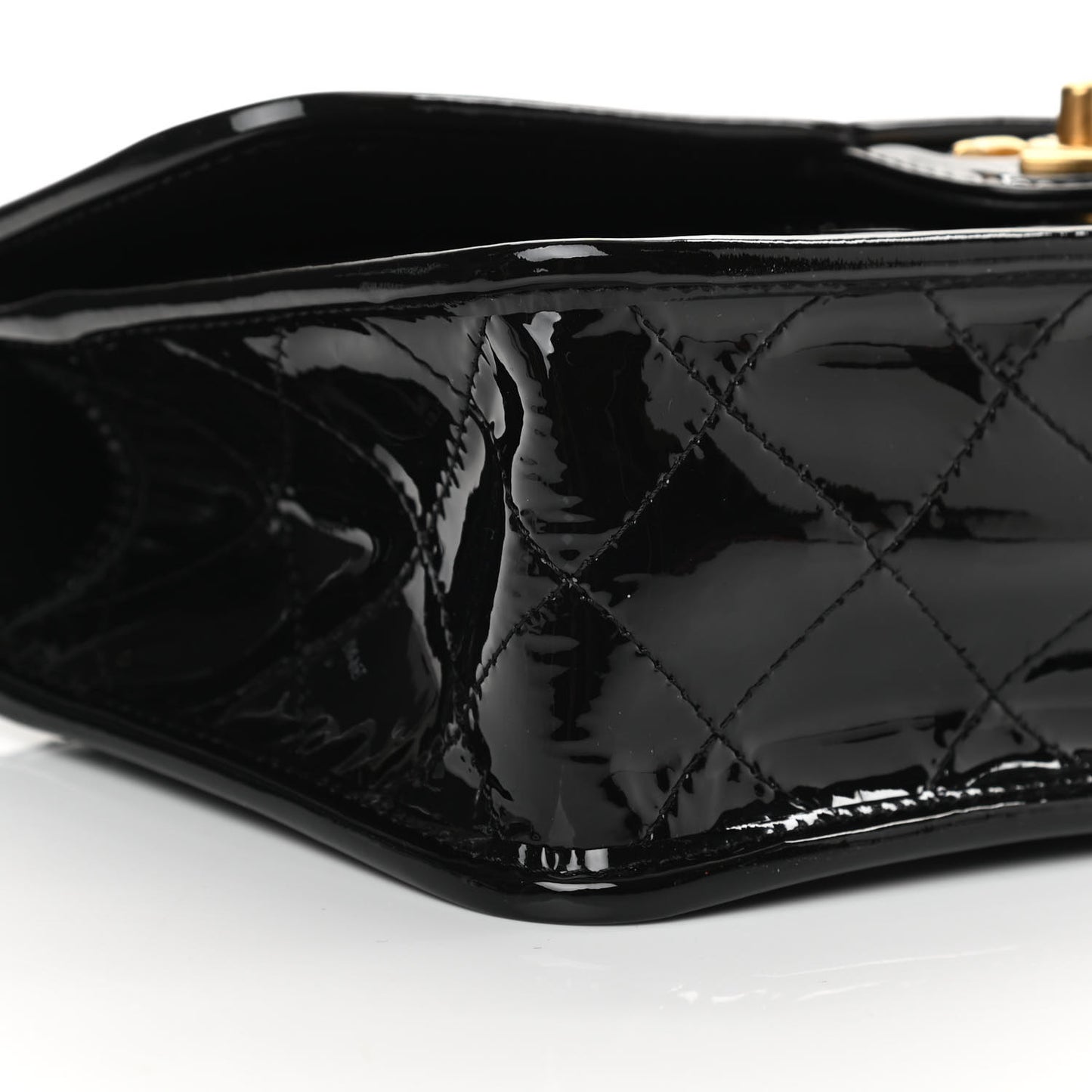 Patent Quilted Small School Memory Top Handle Flap Black